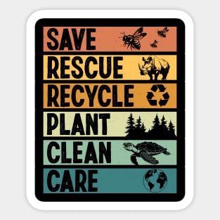 Vintage Earth Day Save Rescue Recycle Plant Clean Care 2024 Sticker